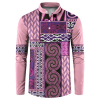Pink Aotearoa Kowhaiwhai Pattern Button Sweatshirt NZ Maori Quilt Style LT14 Pink - Polynesian Pride