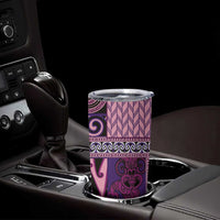 Pink Aotearoa Kowhaiwhai Pattern Tumbler Cup NZ Maori Quilt Style