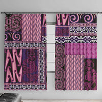 Pink Aotearoa Kowhaiwhai Pattern Window Curtain NZ Maori Quilt Style LT14 With Hooks Pink - Polynesian Pride