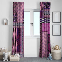 Pink Aotearoa Kowhaiwhai Pattern Window Curtain NZ Maori Quilt Style LT14 - Polynesian Pride