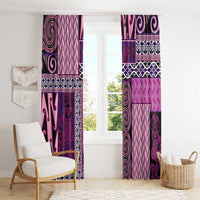 Pink Aotearoa Kowhaiwhai Pattern Window Curtain NZ Maori Quilt Style LT14 - Polynesian Pride