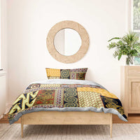 Yellow Aotearoa Kowhaiwhai Pattern Bedding Set NZ Maori Quilt Style