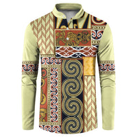 Yellow Aotearoa Kowhaiwhai Pattern Button Sweatshirt NZ Maori Quilt Style LT14 Yellow - Polynesian Pride
