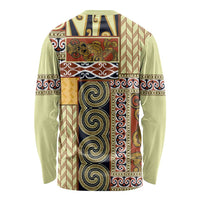 Yellow Aotearoa Kowhaiwhai Pattern Long Sleeve Shirt NZ Maori Quilt Style LT14 - Polynesian Pride