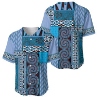 Blue Aotearoa Kowhaiwhai Pattern Baseball Jersey NZ Maori Quilt Style