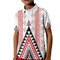 Aotearoa Taniko Kid Polo Shirt Niho Taniwha Purapura Whetu Mix Poutama