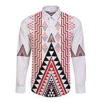 Aotearoa Taniko Long Sleeve Button Shirt Niho Taniwha Purapura Whetu Mix Poutama