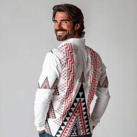 Aotearoa Taniko Long Sleeve Polo Shirt Niho Taniwha Purapura Whetu Mix Poutama