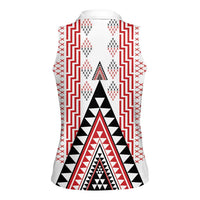 Aotearoa Taniko Women Sleeveless Polo Shirt Niho Taniwha Purapura Whetu Mix Poutama