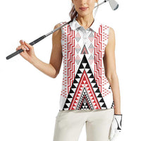 Aotearoa Taniko Women Sleeveless Polo Shirt Niho Taniwha Purapura Whetu Mix Poutama