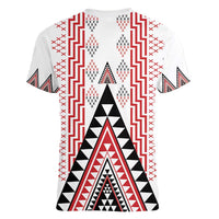 Aotearoa Taniko Women V-Neck T-Shirt Niho Taniwha Purapura Whetu Mix Poutama