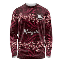 Personalised Cook Islands Mangaia Long Sleeve Shirt Tiare Maori Polynesian Waves Tattoo