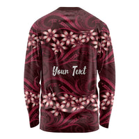 Personalised Cook Islands Mangaia Long Sleeve Shirt Tiare Maori Polynesian Waves Tattoo