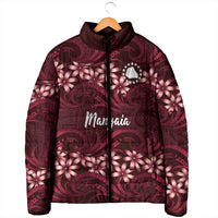 Personalised Cook Islands Mangaia Padded Jacket Tiare Maori Polynesian Waves Tattoo LT14 - Polynesian Pride