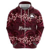 Personalised Cook Islands Mangaia Zip Hoodie Tiare Maori Polynesian Waves Tattoo LT14 - Polynesian Pride