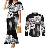 Guam Father's Day Couples Matching Mermaid Dress and Long Sleeve Button Shirt Chamorro Latte Stone Polynesian Pattern