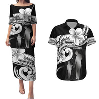 Guam Father's Day Couples Matching Puletasi and Hawaiian Shirt Chamorro Latte Stone Polynesian Pattern