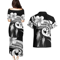 Guam Father's Day Couples Matching Puletasi and Hawaiian Shirt Chamorro Latte Stone Polynesian Pattern