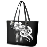 Guam Father's Day Leather Tote Bag Chamorro Latte Stone Polynesian Pattern