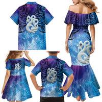New Zealand Matariki Family Matching Mermaid Dress and Hawaiian Shirt Aotearoa Maori New Year Manaia Galaxy Vibes
