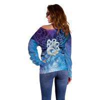 New Zealand Matariki Off Shoulder Sweater Aotearoa Maori New Year Manaia Galaxy Vibes