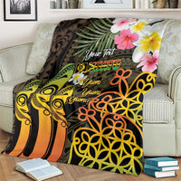 Personalised Vanuatu Independence Day Blanket Carving Drum Sand Drawing Turtle