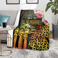 Personalised Vanuatu Independence Day Blanket Carving Drum Sand Drawing Turtle