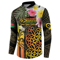 Personalised Vanuatu Independence Day Button Sweatshirt Carving Drum Sand Drawing Turtle