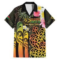 Personalised Vanuatu Independence Day Family Matching Mermaid Dress and Hawaiian Shirt Carving Drum Sand Drawing Turtle