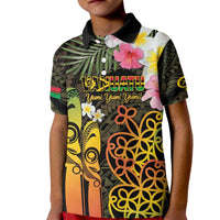 Personalised Vanuatu Independence Day Kid Polo Shirt Carving Drum Sand Drawing Turtle