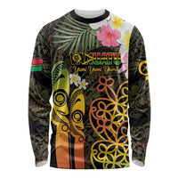 Personalised Vanuatu Independence Day Long Sleeve Shirt Carving Drum Sand Drawing Turtle