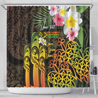 Personalised Vanuatu Independence Day Shower Curtain Carving Drum Sand Drawing Turtle