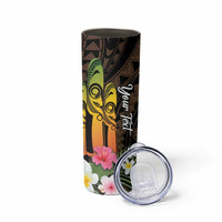 Personalised Vanuatu Independence Day Skinny Tumbler Carving Drum Sand Drawing Turtle