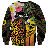 Personalised Vanuatu Independence Day Sweatshirt Carving Drum Sand Drawing Turtle