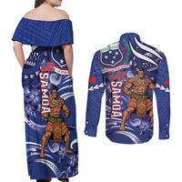 Samoa Independence Day Couples Matching Off Shoulder Maxi Dress and Long Sleeve Button Shirt 1962 Proud Samoan Warrior