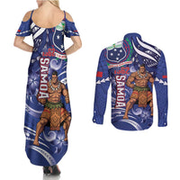 Samoa Independence Day Couples Matching Summer Maxi Dress and Long Sleeve Button Shirt 1962 Proud Samoan Warrior