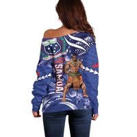 Samoa Independence Day Off Shoulder Sweater 1962 Proud Samoan Warrior