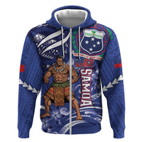 Samoa Independence Day Zip Hoodie 1962 Proud Samoan Warrior LT14 Zip Hoodie Blue - Polynesian Pride