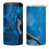 Paikea New Zealand Matariki 4 in 1 Can Cooler Tumbler Humpback Whale Taniko Motifs Ocean Vibes LT14 One Size: 16 oz Blue - Polynesian Pride