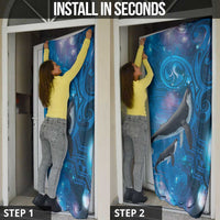 Paikea New Zealand Matariki Door Cover Humpback Whale Taniko Motifs Ocean Vibes LT14 - Polynesian Pride