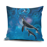 Paikea New Zealand Matariki Pillow Cover Humpback Whale Taniko Motifs Ocean Vibes LT14 Blue - Polynesian Pride
