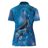 Paikea New Zealand Matariki Women Polo Shirt Humpback Whale Taniko Motifs Ocean Vibes LT14 - Polynesian Pride