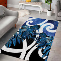 Piwakawaka New Zealand Matariki Area Rug Maori New Year Silver Fern Blue Galaxy LT14 - Polynesian Pride