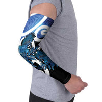 Piwakawaka New Zealand Matariki Arm Sleeves Maori New Year Silver Fern Blue Galaxy LT14 - Polynesian Pride