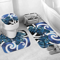 Piwakawaka New Zealand Matariki Bathroom Set Maori New Year Silver Fern Blue Galaxy LT14 Mat Set Only (3 pcs) One Size Blue - Polynesian Pride