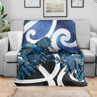 Piwakawaka New Zealand Matariki Blanket Maori New Year Silver Fern Blue Galaxy LT14 - Polynesian Pride