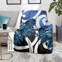 Piwakawaka New Zealand Matariki Blanket Maori New Year Silver Fern Blue Galaxy LT14 - Polynesian Pride