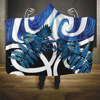 Piwakawaka New Zealand Matariki Hooded Blanket Maori New Year Silver Fern Blue Galaxy LT14 - Polynesian Pride