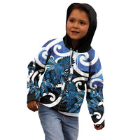 Piwakawaka New Zealand Matariki Kid Hoodie Maori New Year Silver Fern Blue Galaxy LT14 - Polynesian Pride