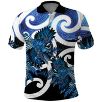 Piwakawaka New Zealand Matariki Polo Shirt Maori New Year Silver Fern Blue Galaxy LT14 Blue - Polynesian Pride